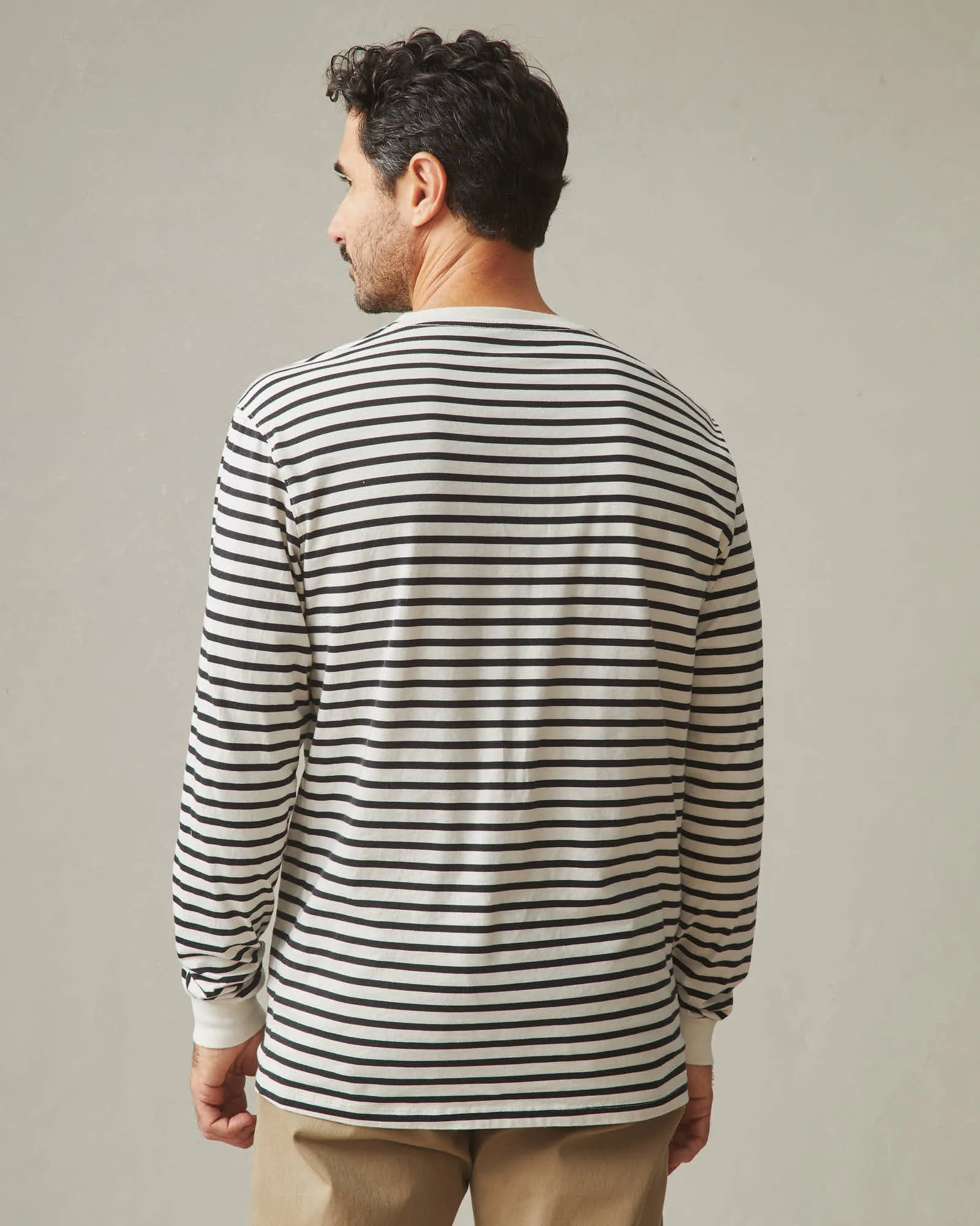 Classic Crew Long Sleeve - Navy Stripe