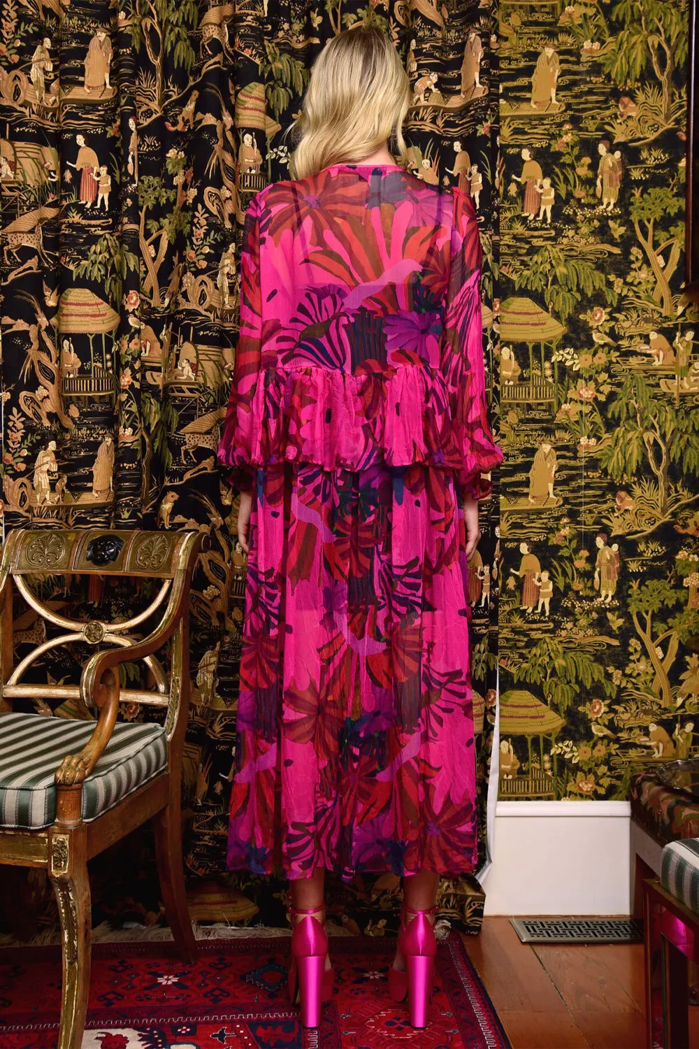 COOPER FLORAL OPENING DRESS PINK JUNGLE