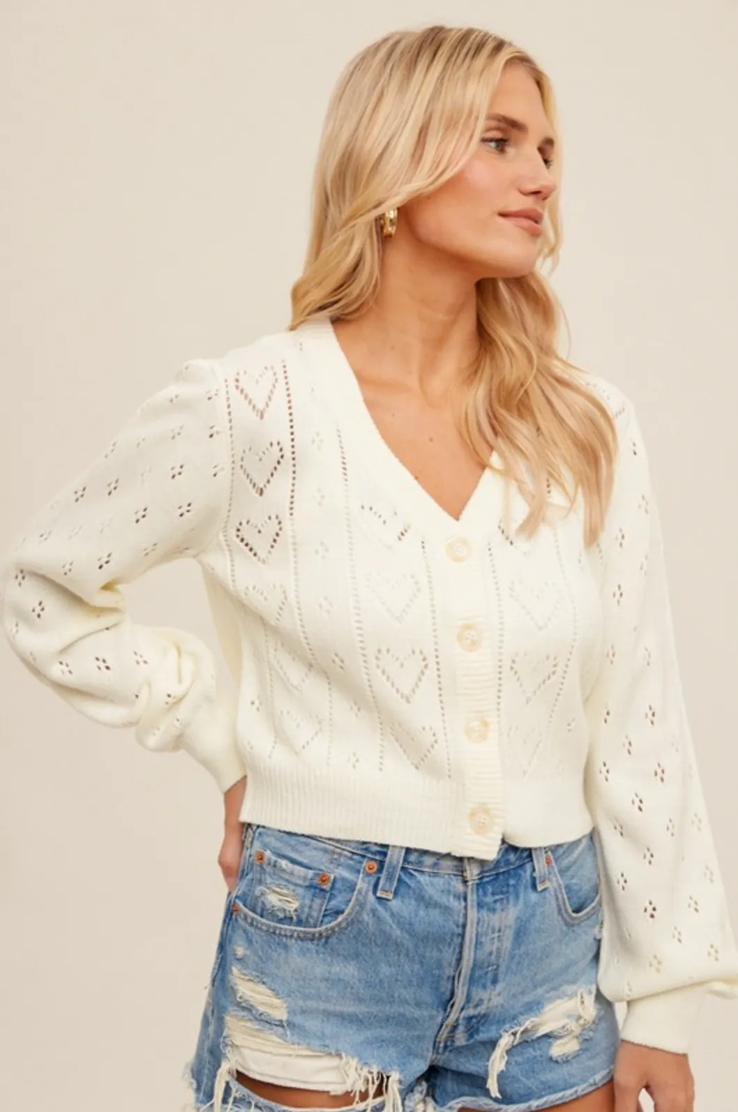 Cora Heart Pointelle Cardigan