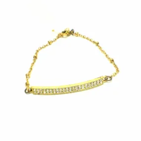 Dainty Gold Crystal Bar Bridesmaid Wedding Bracelet