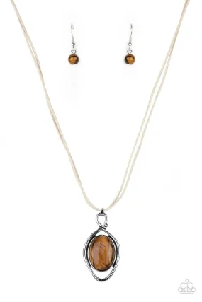 Desert Mystery Brown Tiger's Eye Stone Necklace - Paparazzi Accessories