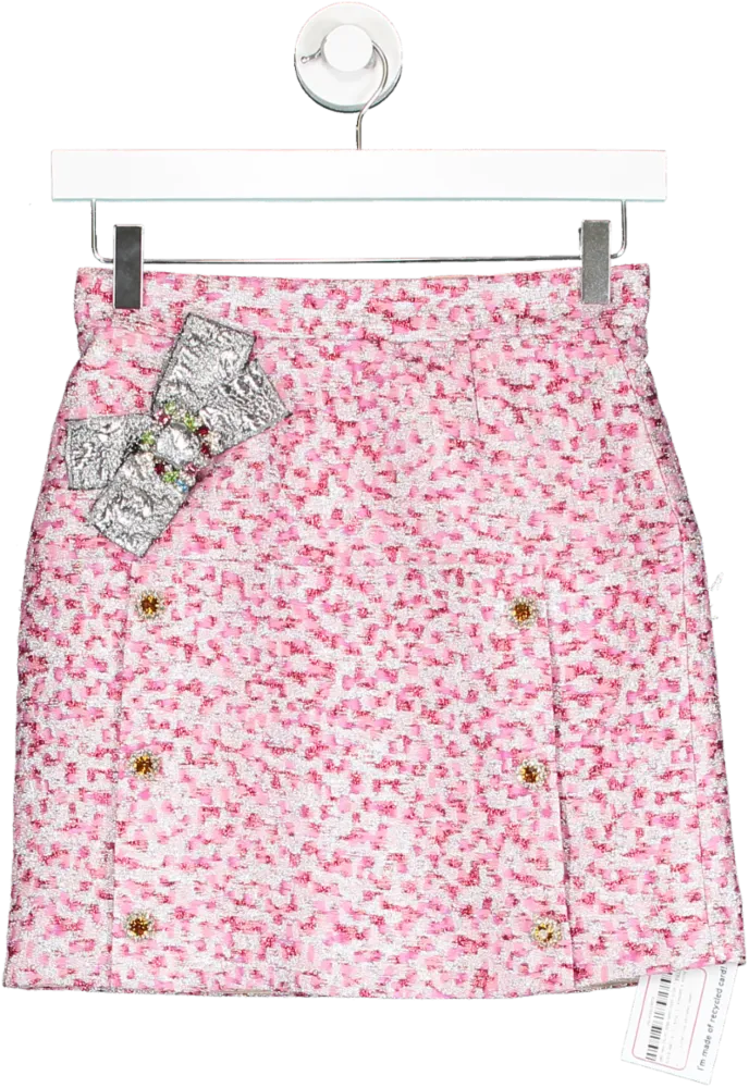 Dolce & Gabbana Pink Tweed Jewelled Mini Skirt 9 Years