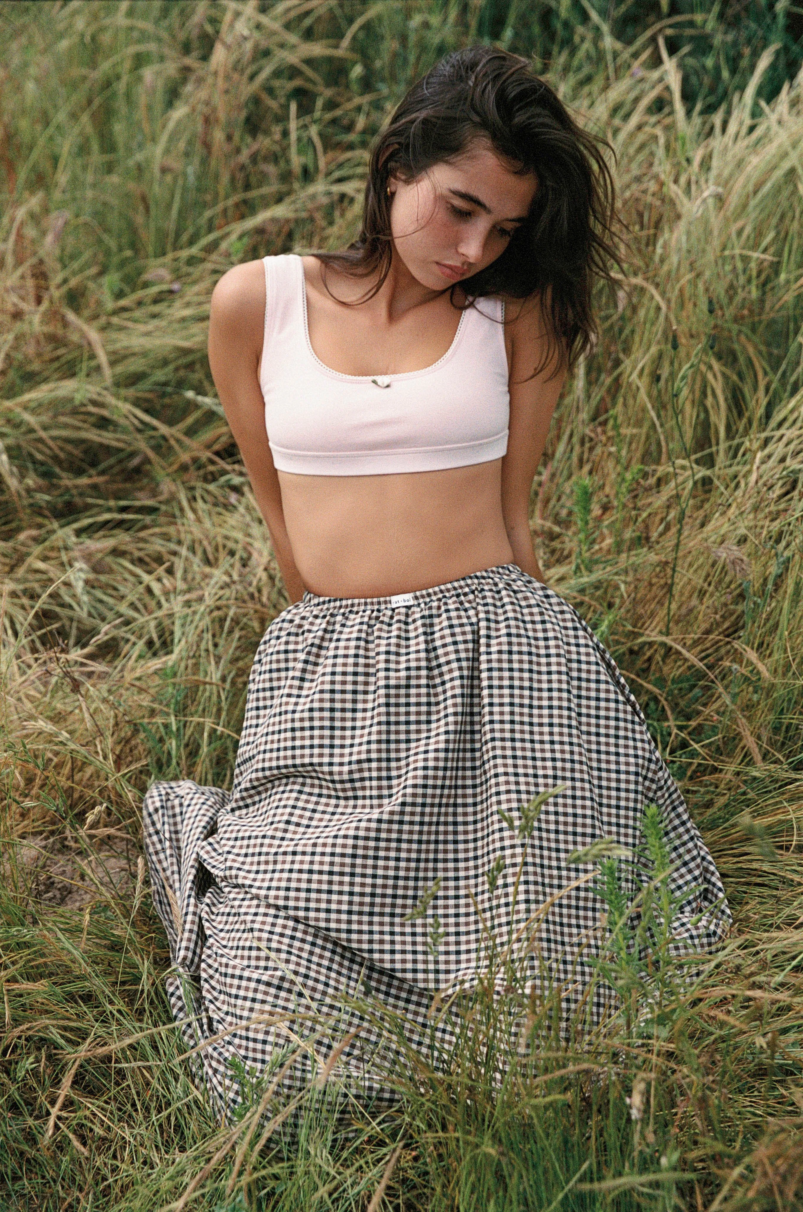 DREAM SKIRT IN TAN GINGHAM