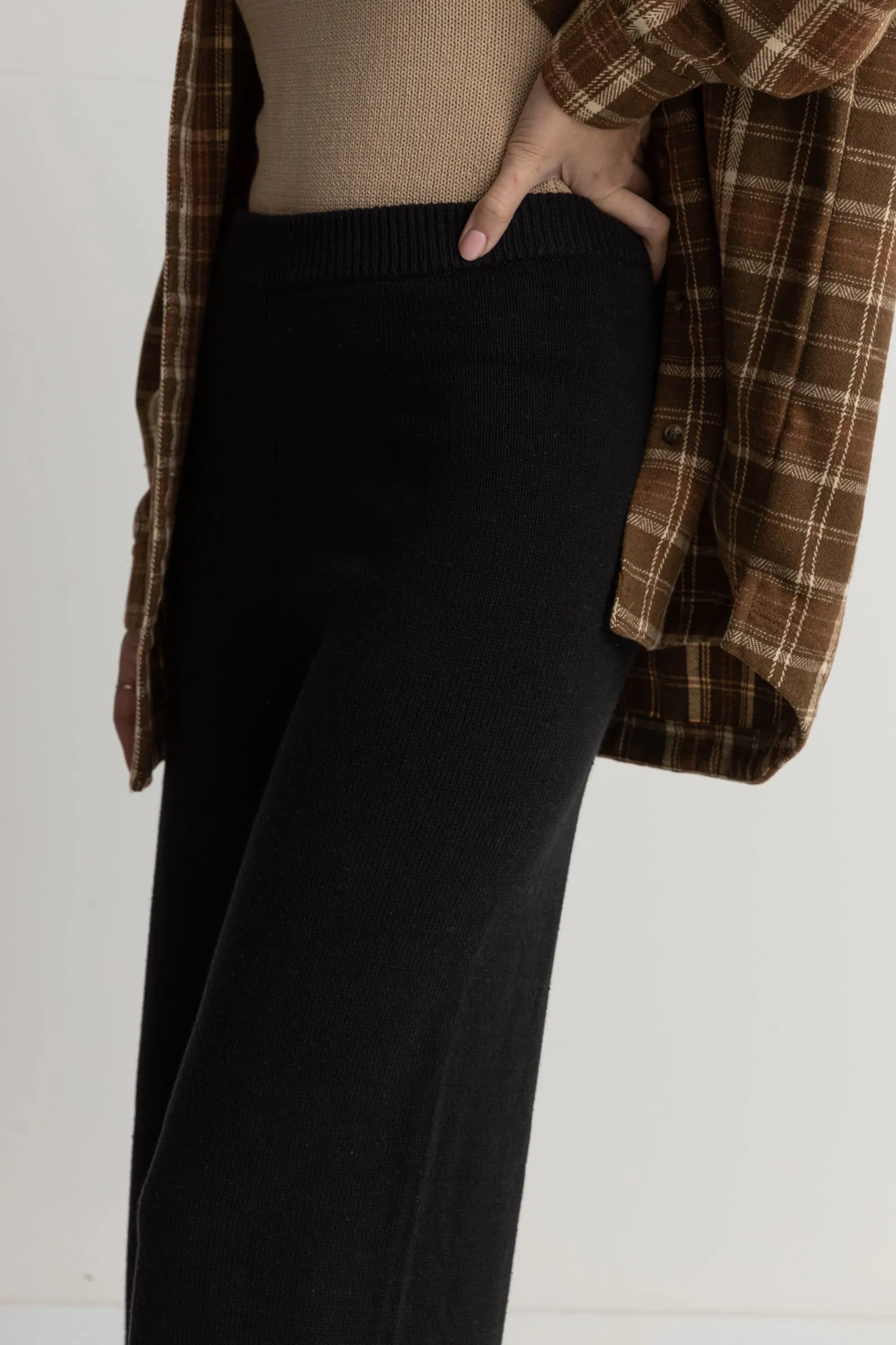 Dune Wide Leg Knit Pant Black