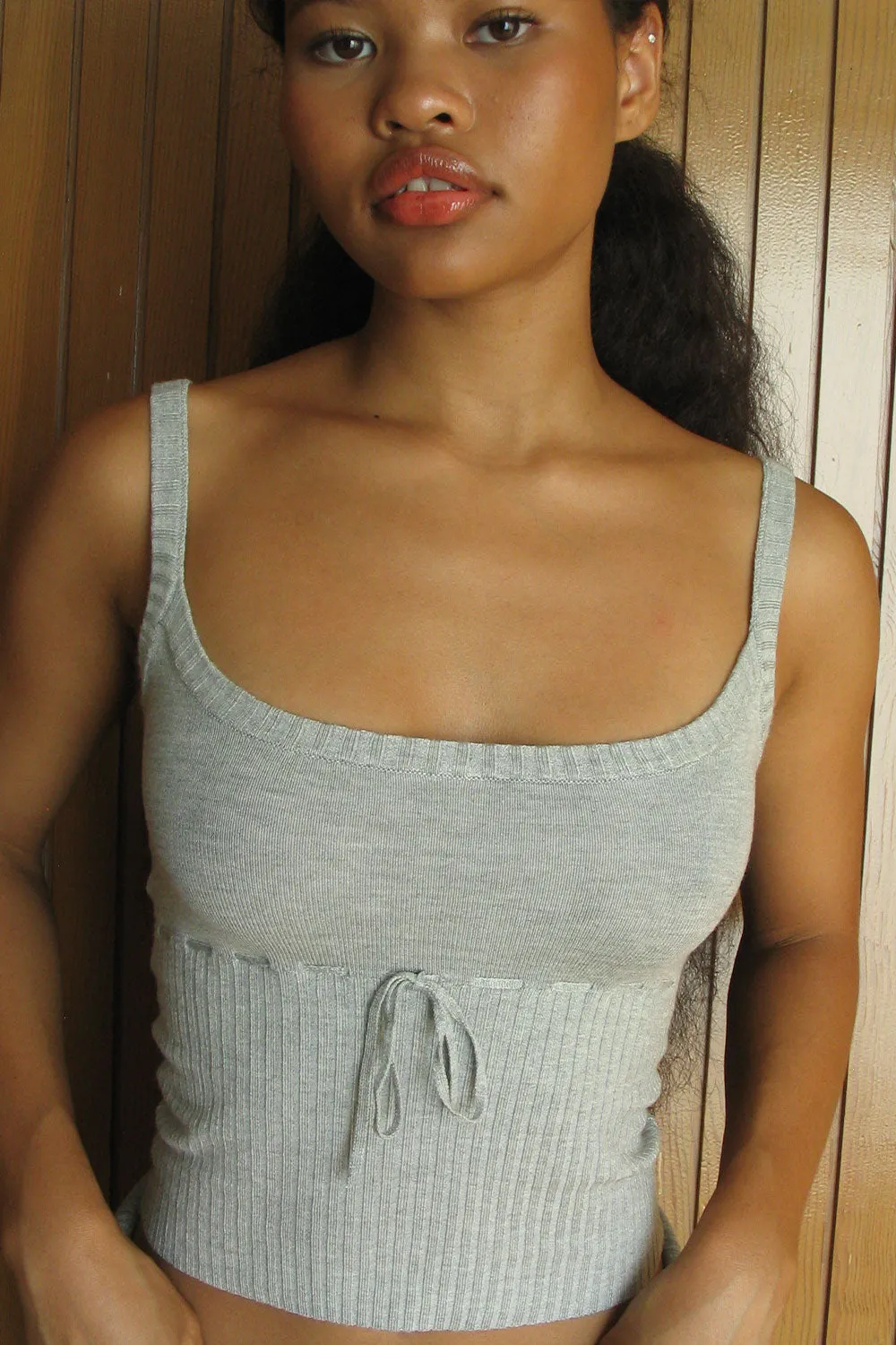 Estelle Lightweight Knit Tank - Heather Grey