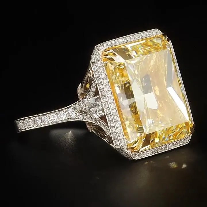 Fancy Yellow Engagement Ring in Radiant Cut