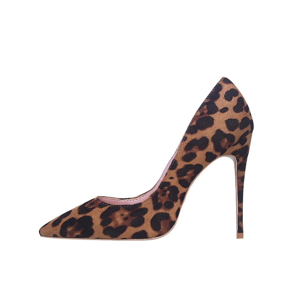 Fashion Leopard Pointed Toe Ultra Thin High Heels