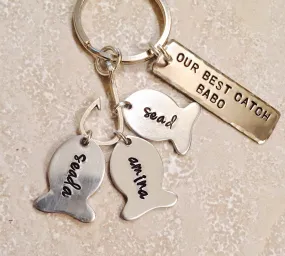 Fishing Keychain, Personalized Fishing Keychains, Hooked On Dad