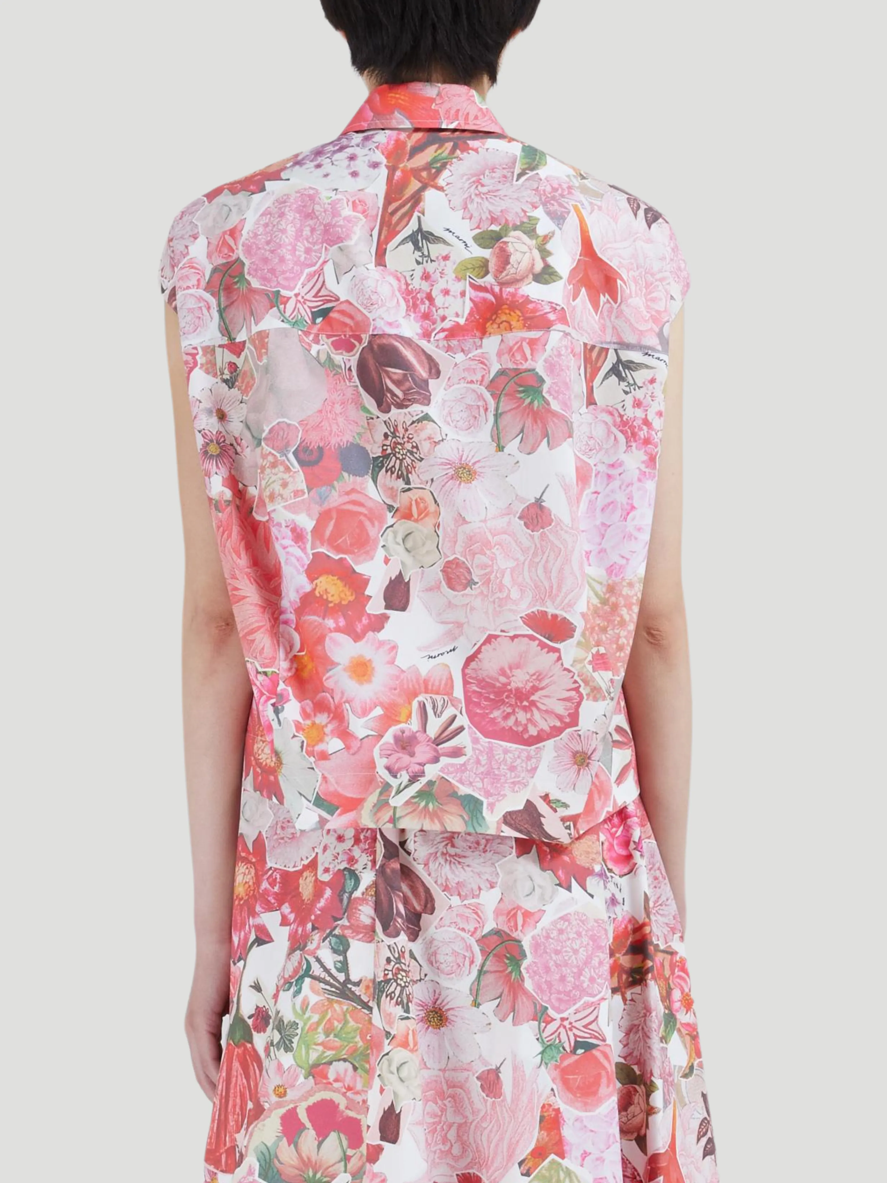 Floral Cotton Poplin Sleeveless Shirt