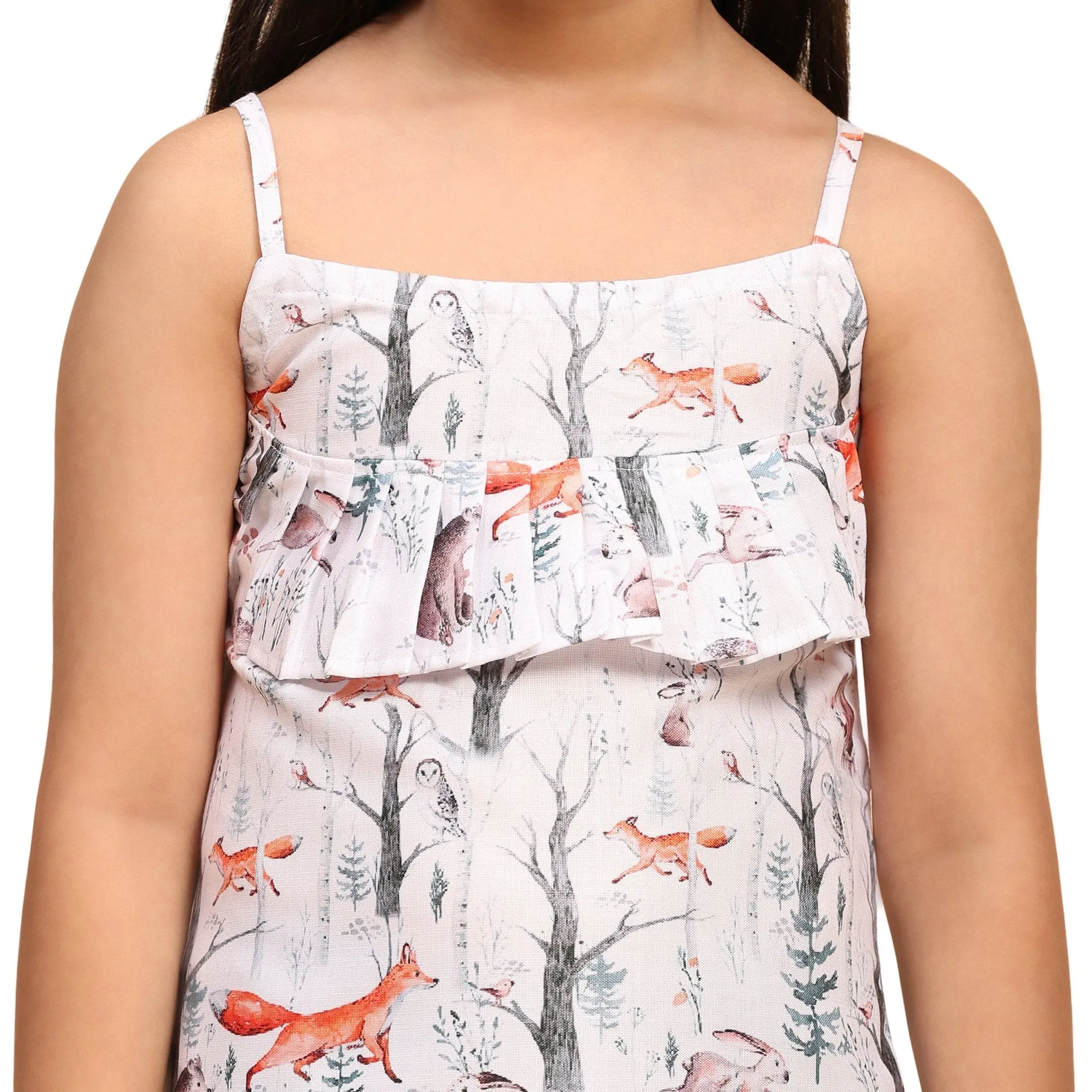 Fox Print Blend Linen Dress