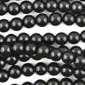 Glass-10mm Round Crystal-Black-Round-15 Inch Strand