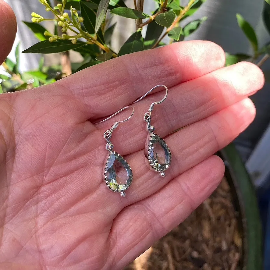 Green Amethyst Teardrop Rana Earrings