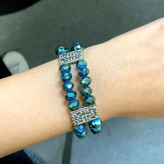 Green Crystal Stack Bracelet