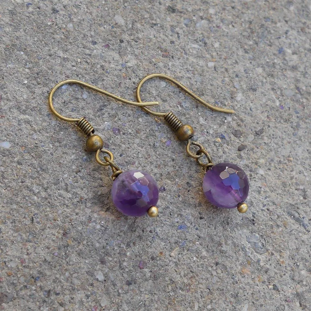 Healing, Genuine Amethyst Gemstone Earrings