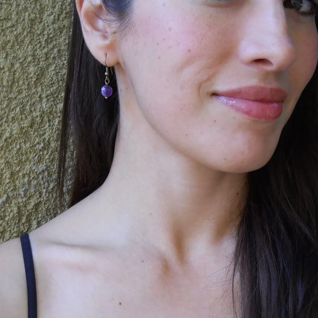 Healing, Genuine Amethyst Gemstone Earrings