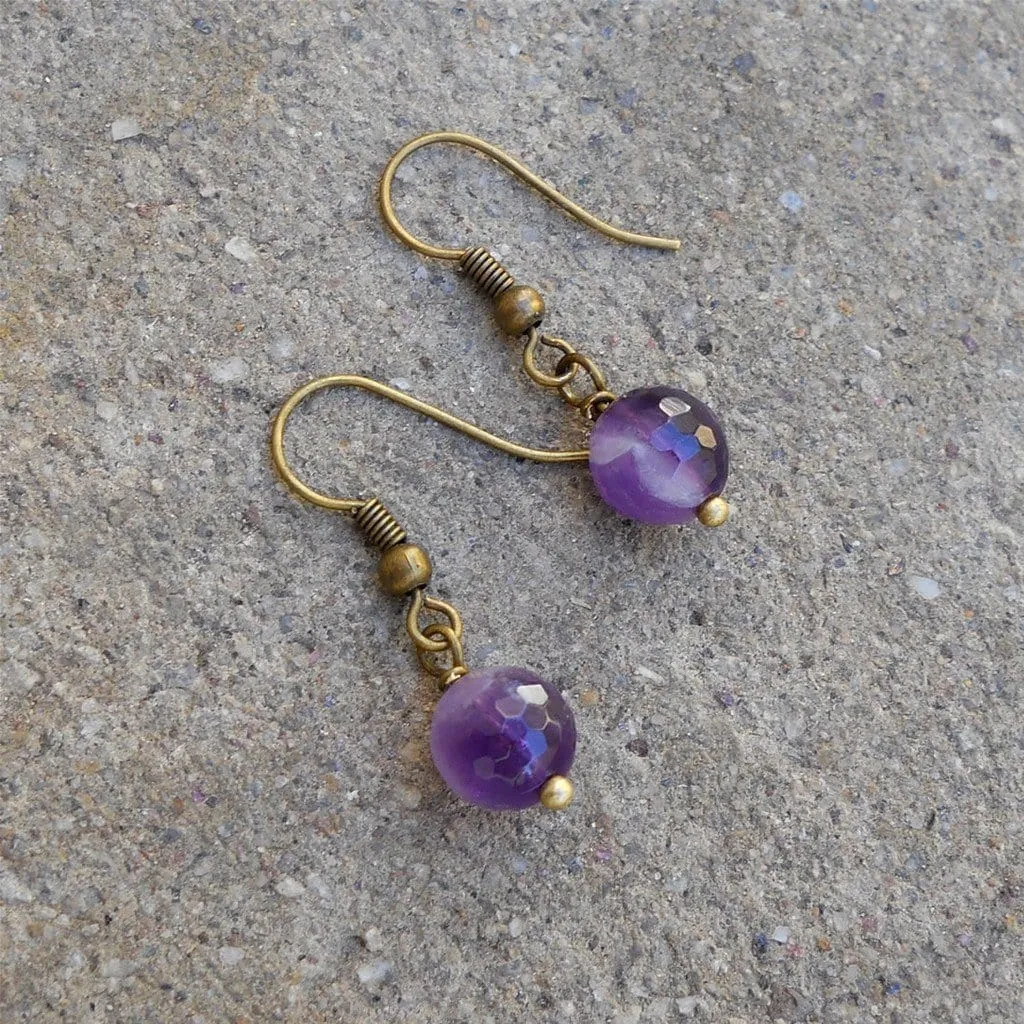 Healing, Genuine Amethyst Gemstone Earrings