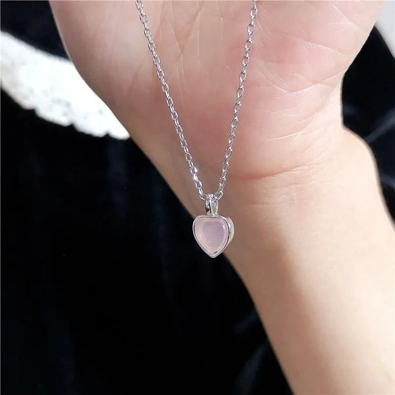 Hollow Crystal Pendant Heart Necklace - Cupcake