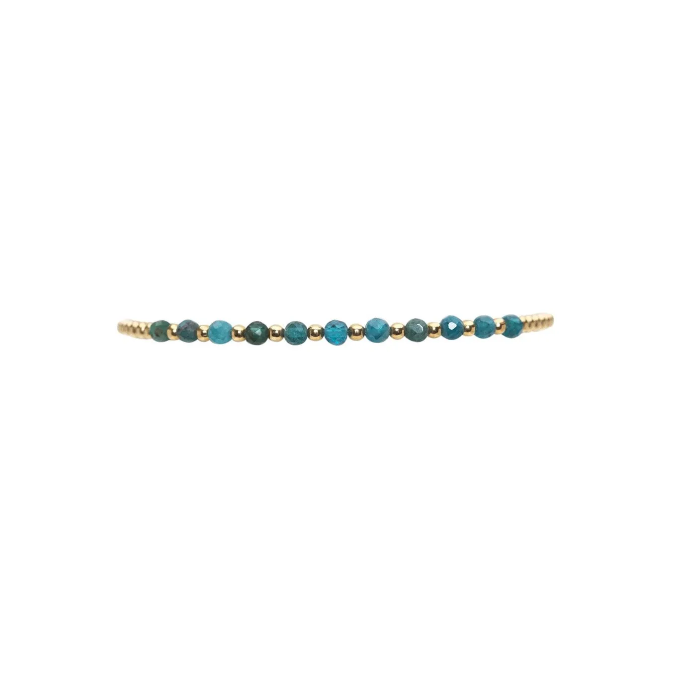 Karen Lazar - 2 mm Yellow Gold Filled Bead Flex Bracelet with Apatite Pattern