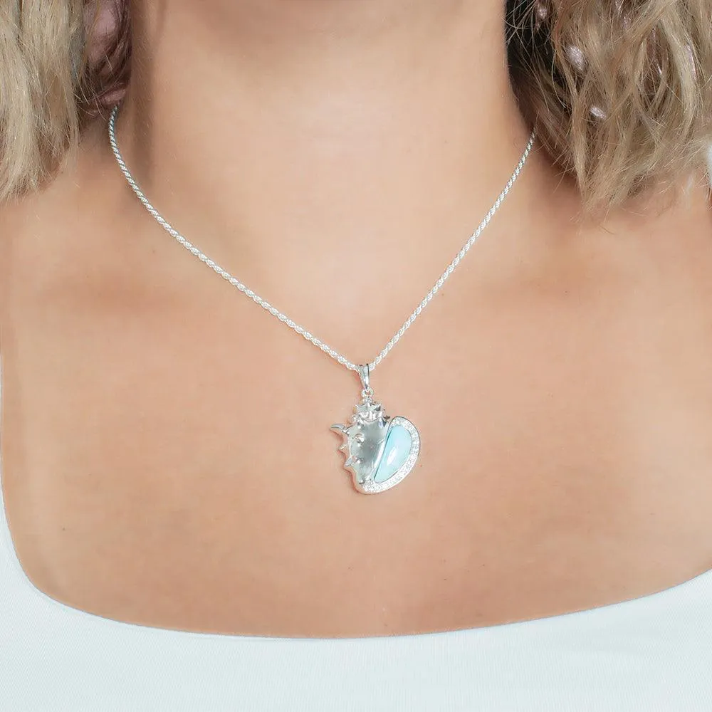 Larimar Ali’i Conch Shell Pendant