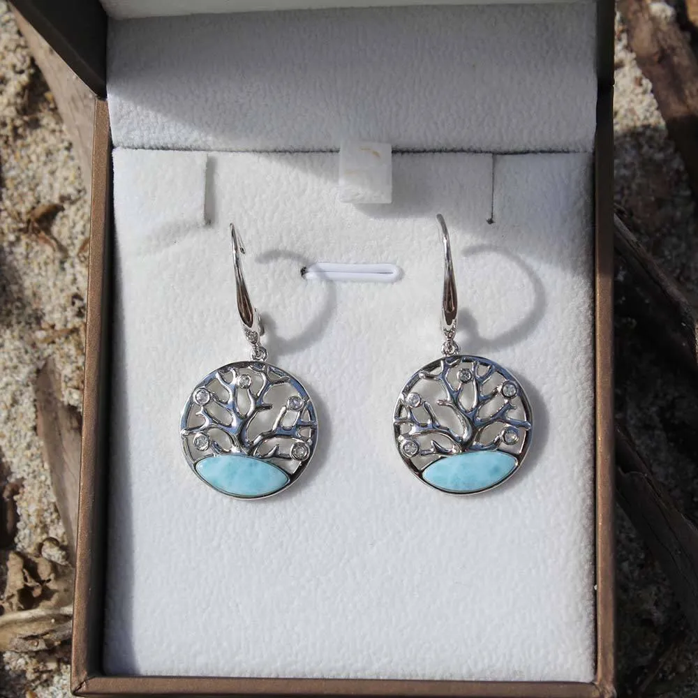 Larimar Coral of Life Earrings