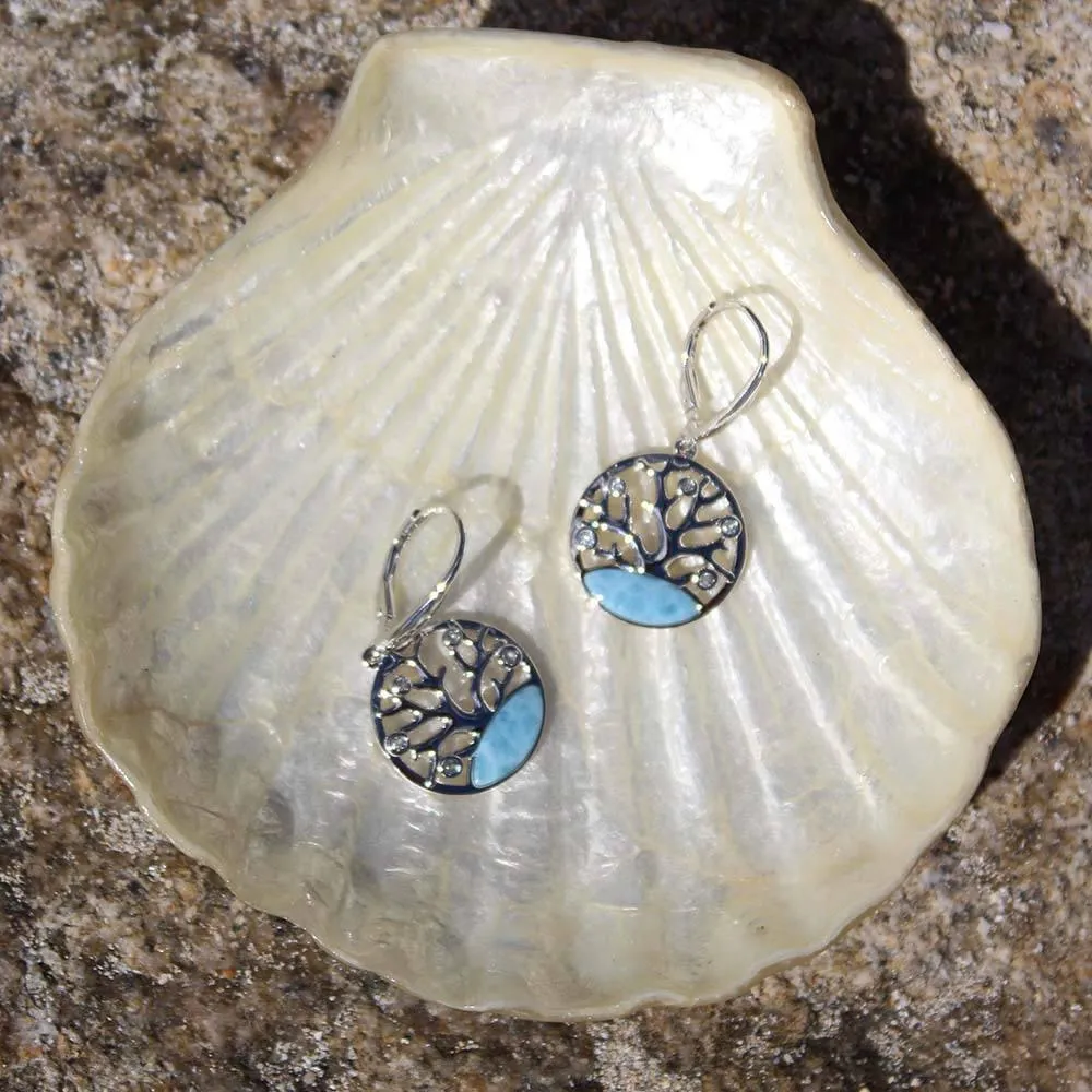 Larimar Coral of Life Earrings