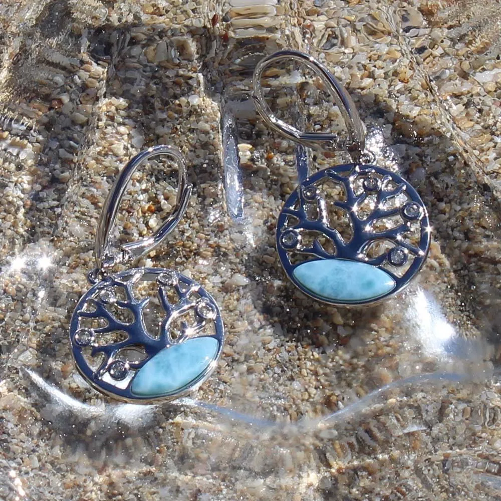 Larimar Coral of Life Earrings