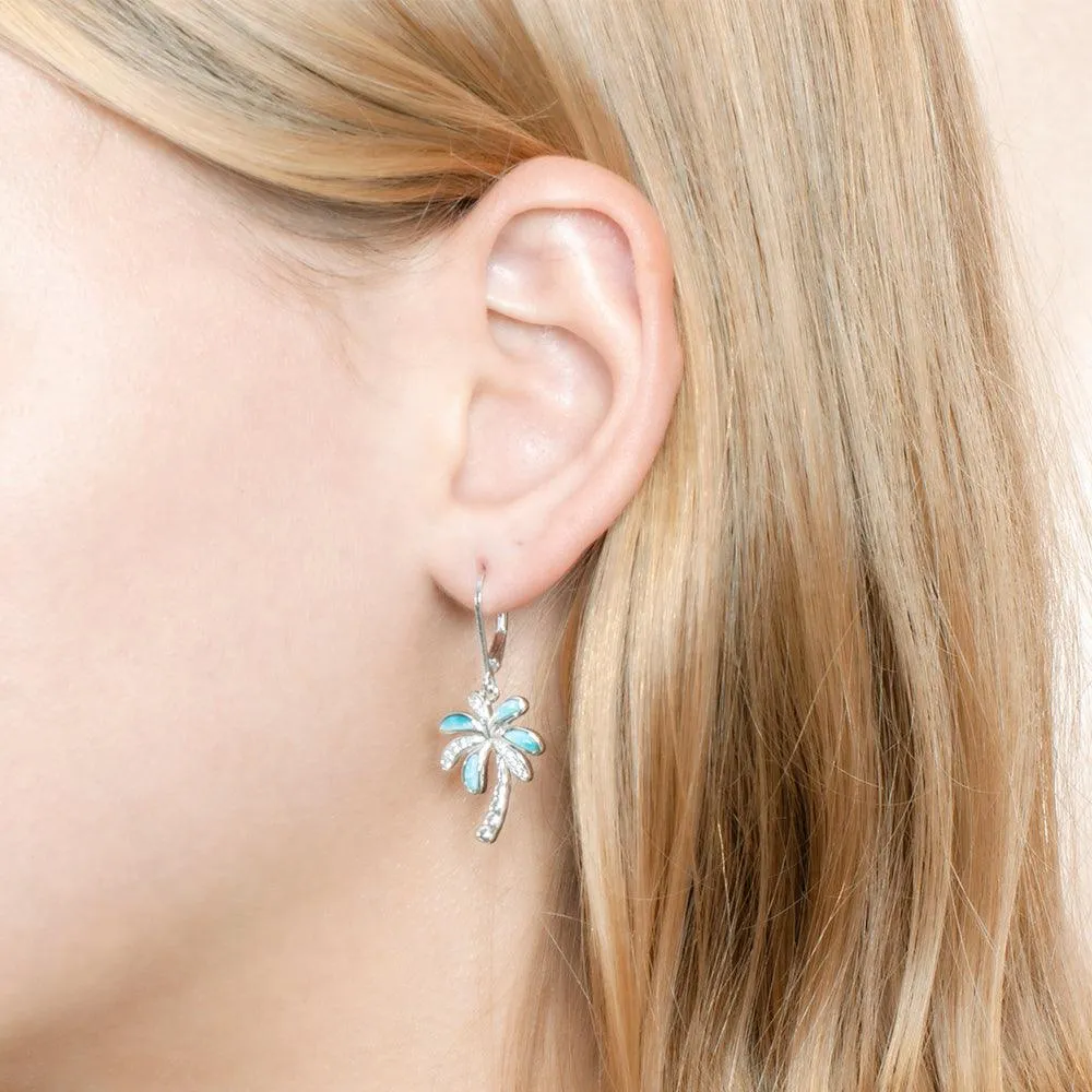 Larimar Island Palm Tree Earrings