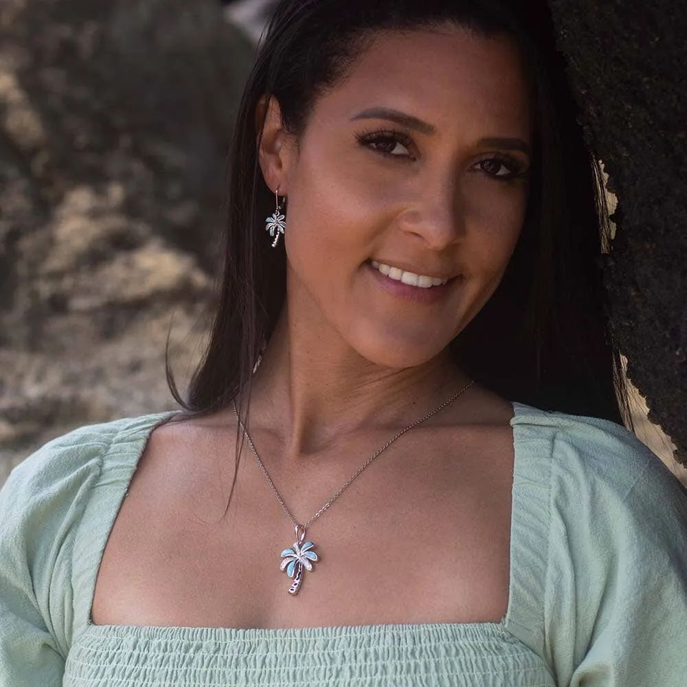 Larimar Island Palm Tree Earrings