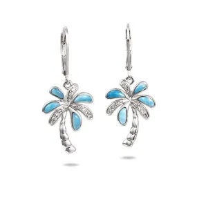 Larimar Island Palm Tree Earrings