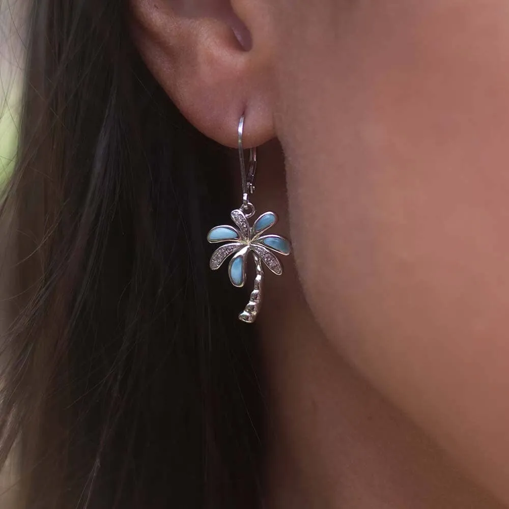 Larimar Island Palm Tree Earrings