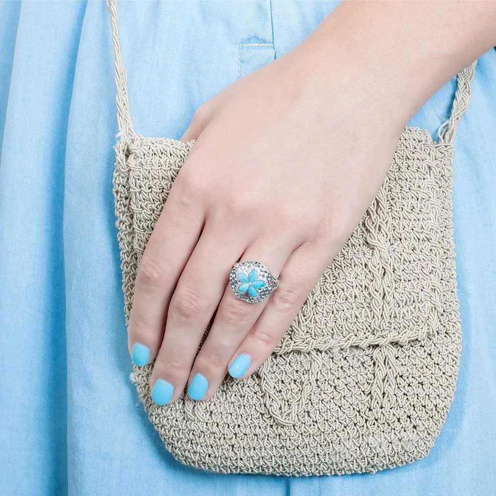 Larimar Living Sand Dollar RIng