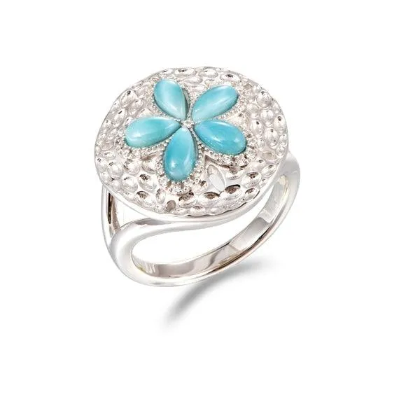 Larimar Living Sand Dollar RIng