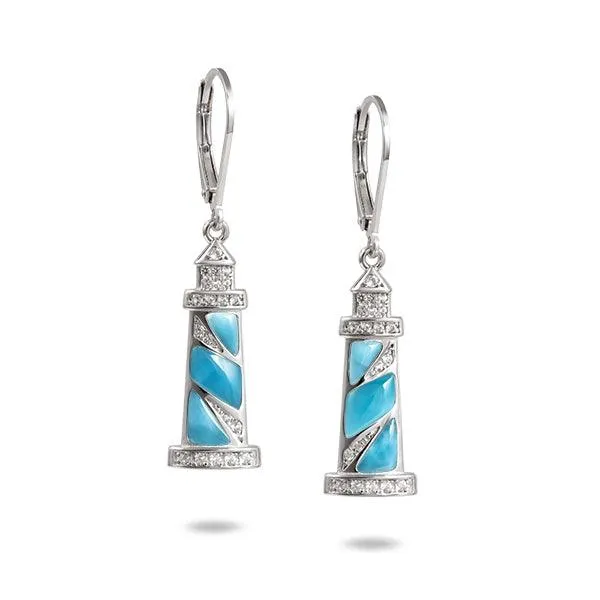 Larimar Pavé Makapu’u Lighthouse Earrings