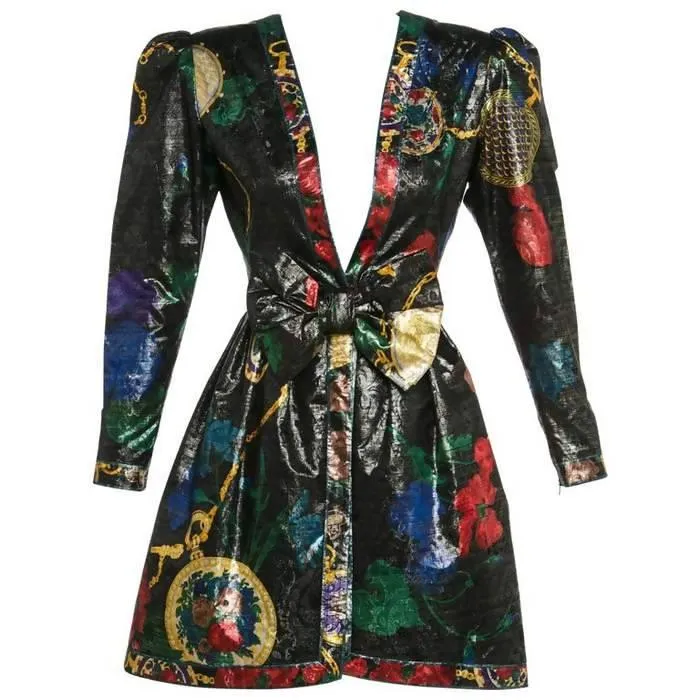 Leonard Paris Metallic Floral Silk Evening Dress Jacket | XS