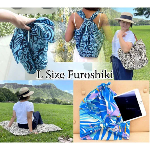 Light Blue Traditional Polynesian Pattern Gift Wrapping Fabric / Furoshiki