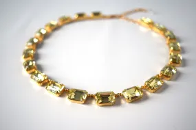 Light Yellow Swarovski Collet Necklace - Medium Octagon