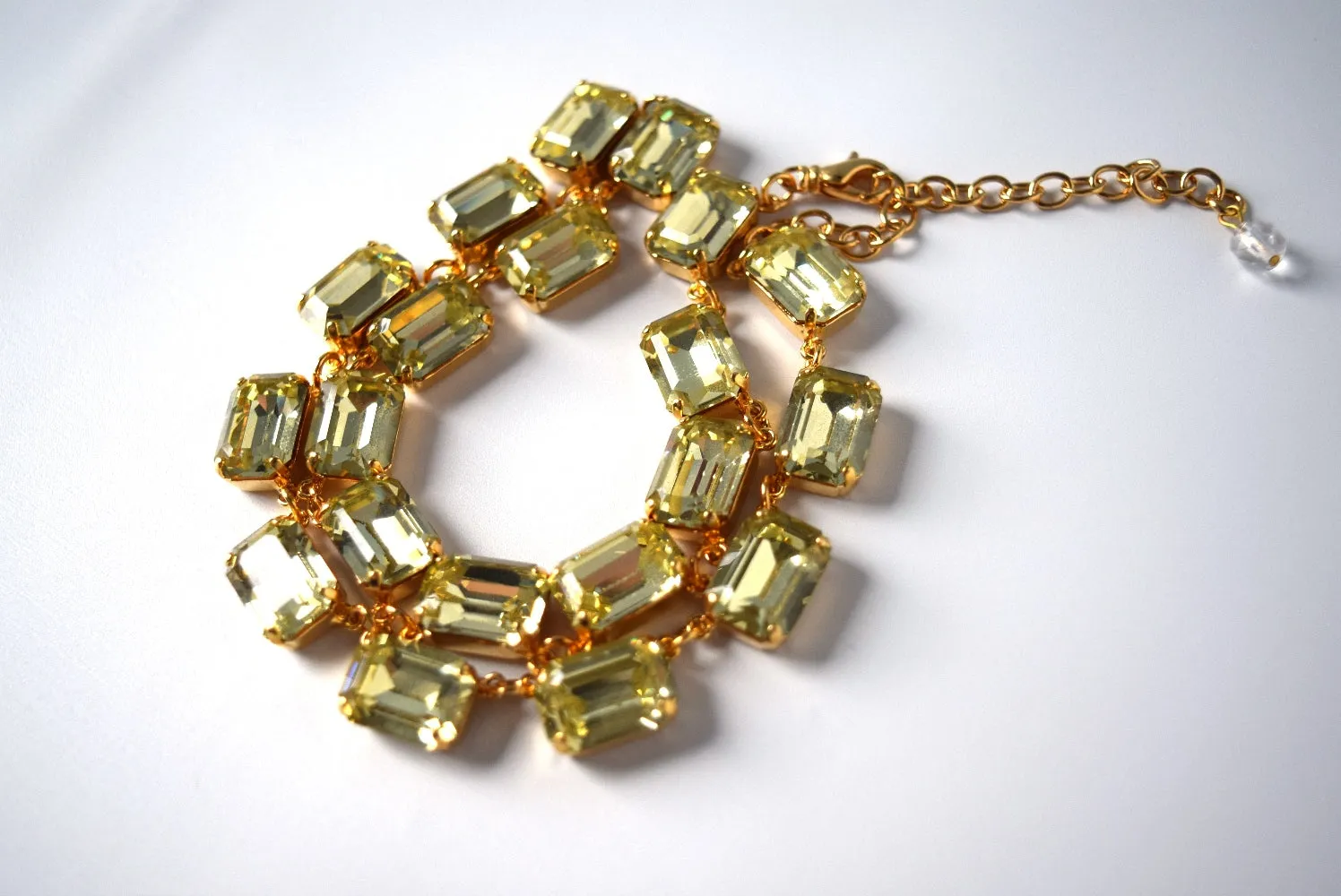 Light Yellow Swarovski Collet Necklace - Medium Octagon