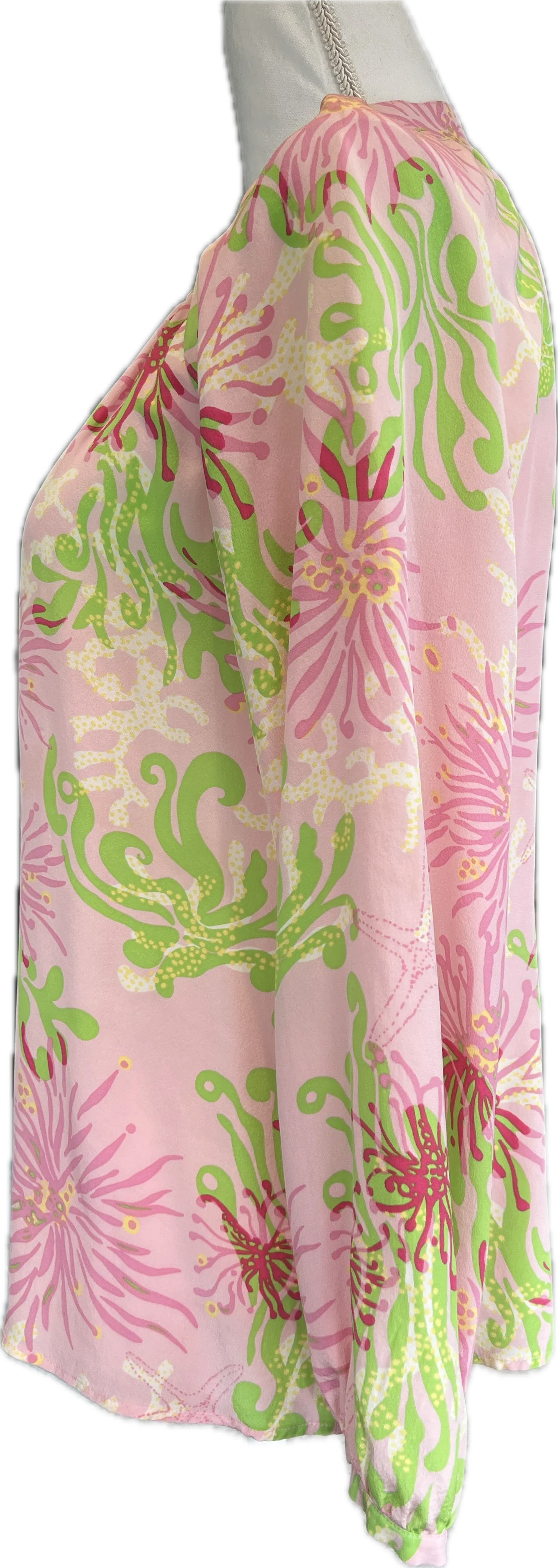 Lilly Pulitzer Pink Print Silk Top, 2