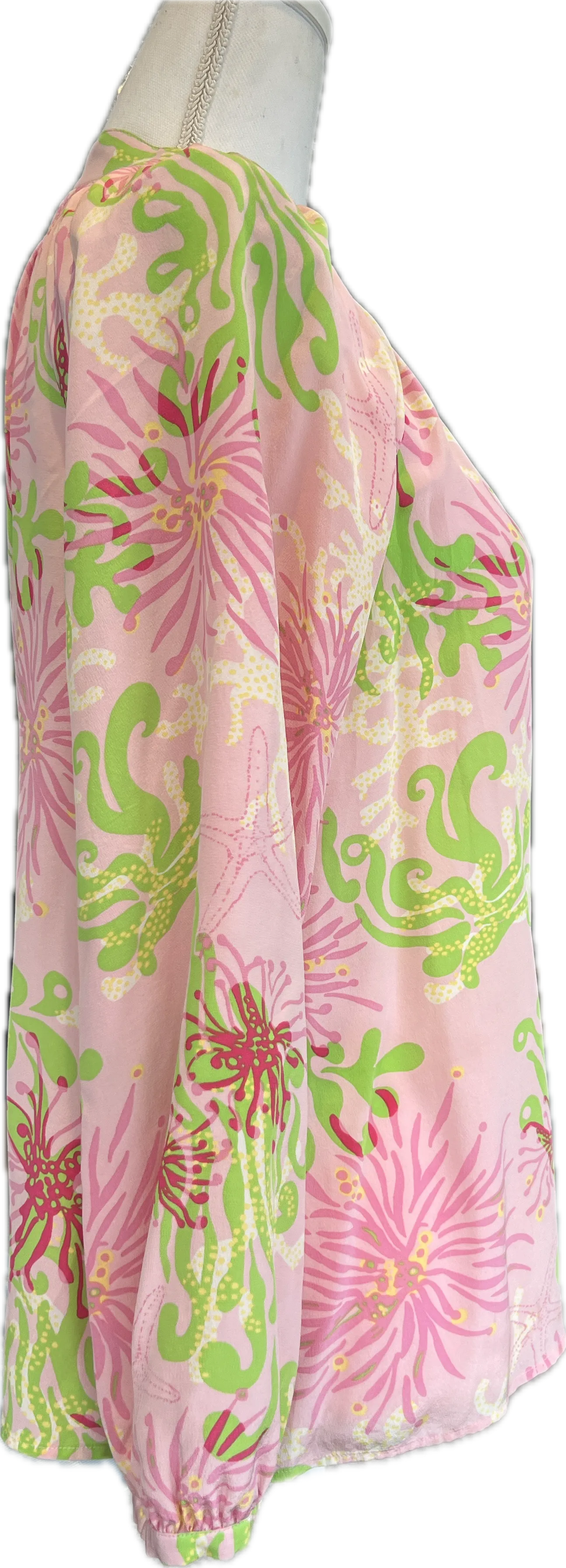 Lilly Pulitzer Pink Print Silk Top, 2