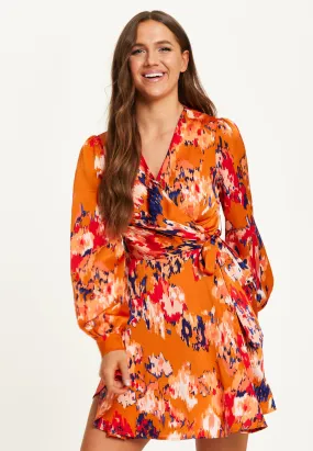 Liquorish Abstract Print Mini Wrap Dress