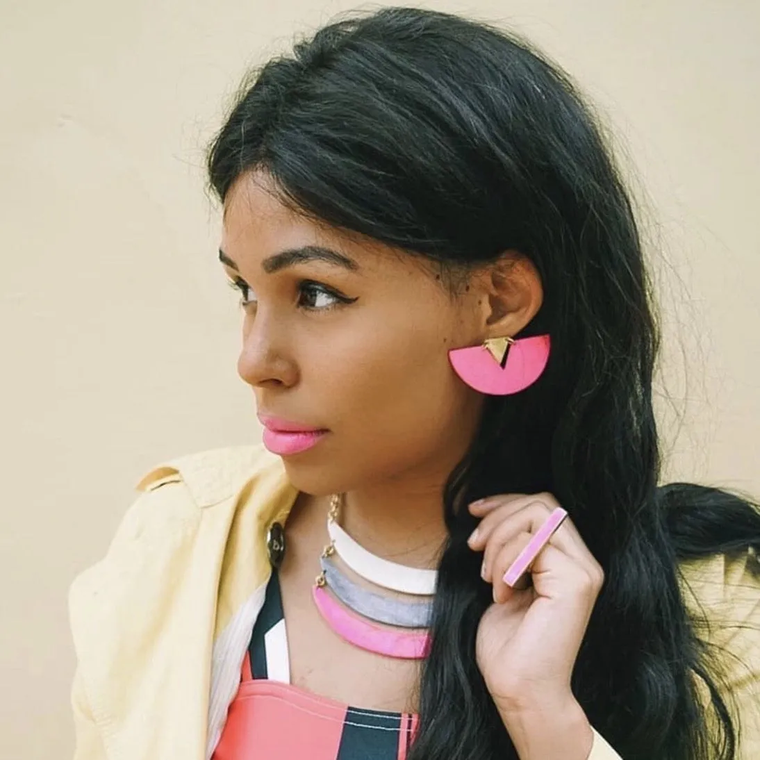 Magenta Pineapple Statement Earrings