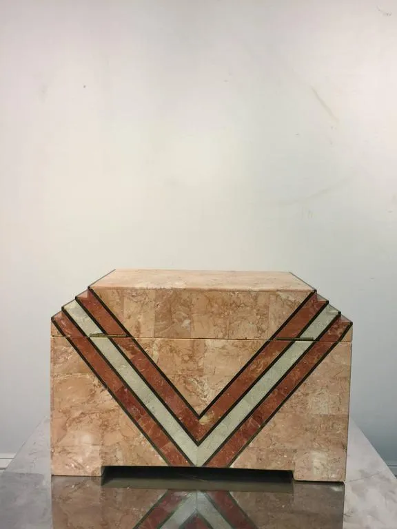 Maitland-Smith Art Deco Inspired Box in Tessellated Marble