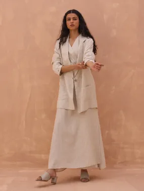 Maya Linen Dress with Jacket - Off White