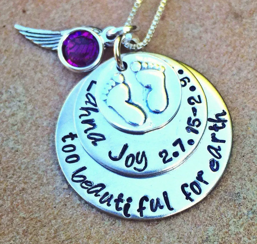 Memorial Necklace, Baby Memorial Gift, Sympathy Gift, Hand Stamped Memorial Necklace, Loss Of Loved One Gift, natashaaloha