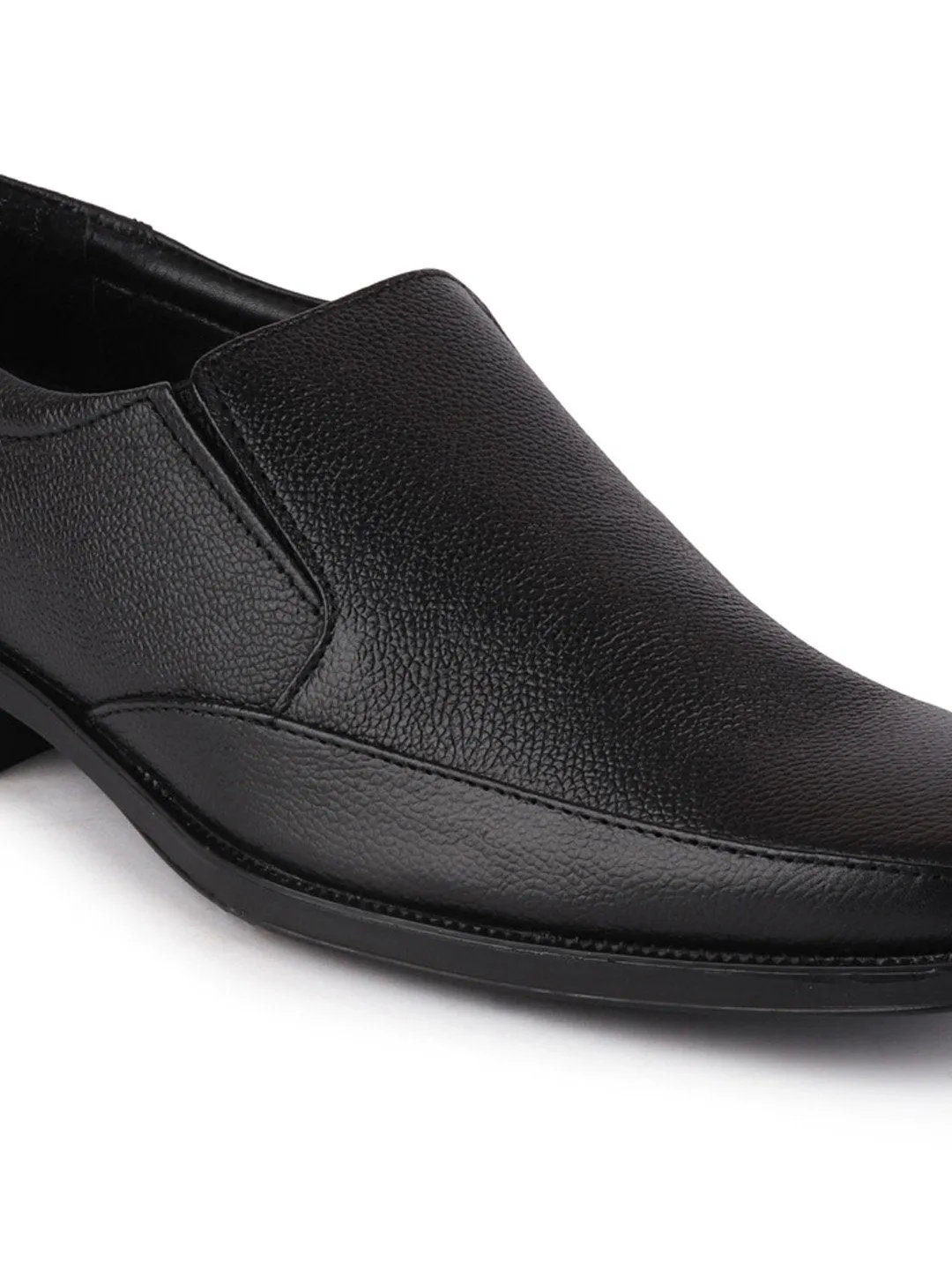 Men Black Plus Size Genuine Leather Formal Slip On Shoes