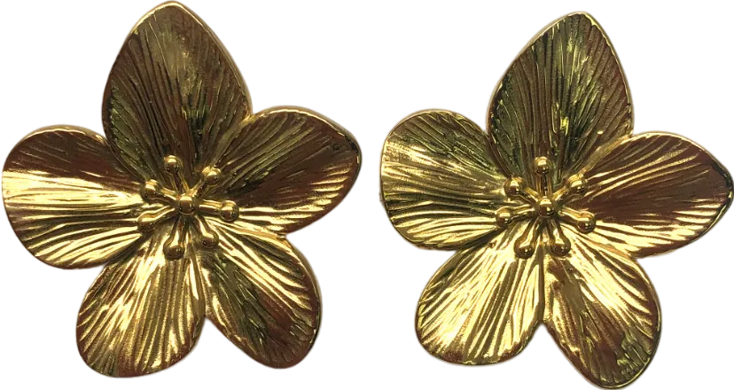 Metallic Large Floral Stud Earrings