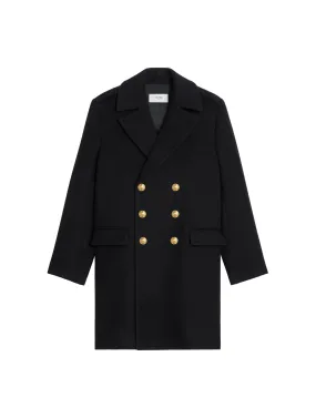 MILITARY COAT IN BLACK CASHMERE AND WOOL