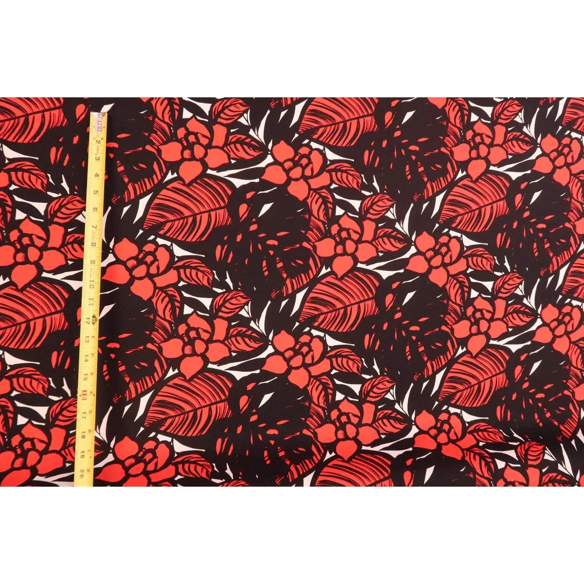 Modern Floral Fabric | Red & Black