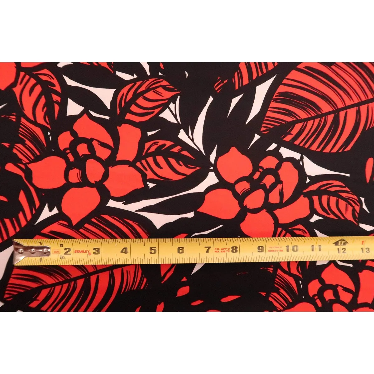 Modern Floral Fabric | Red & Black