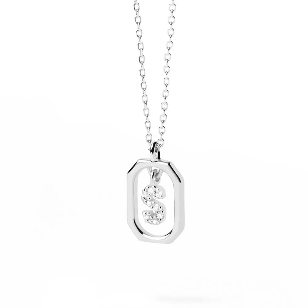 Moissanite Initial S Dangle Pendant Necklace